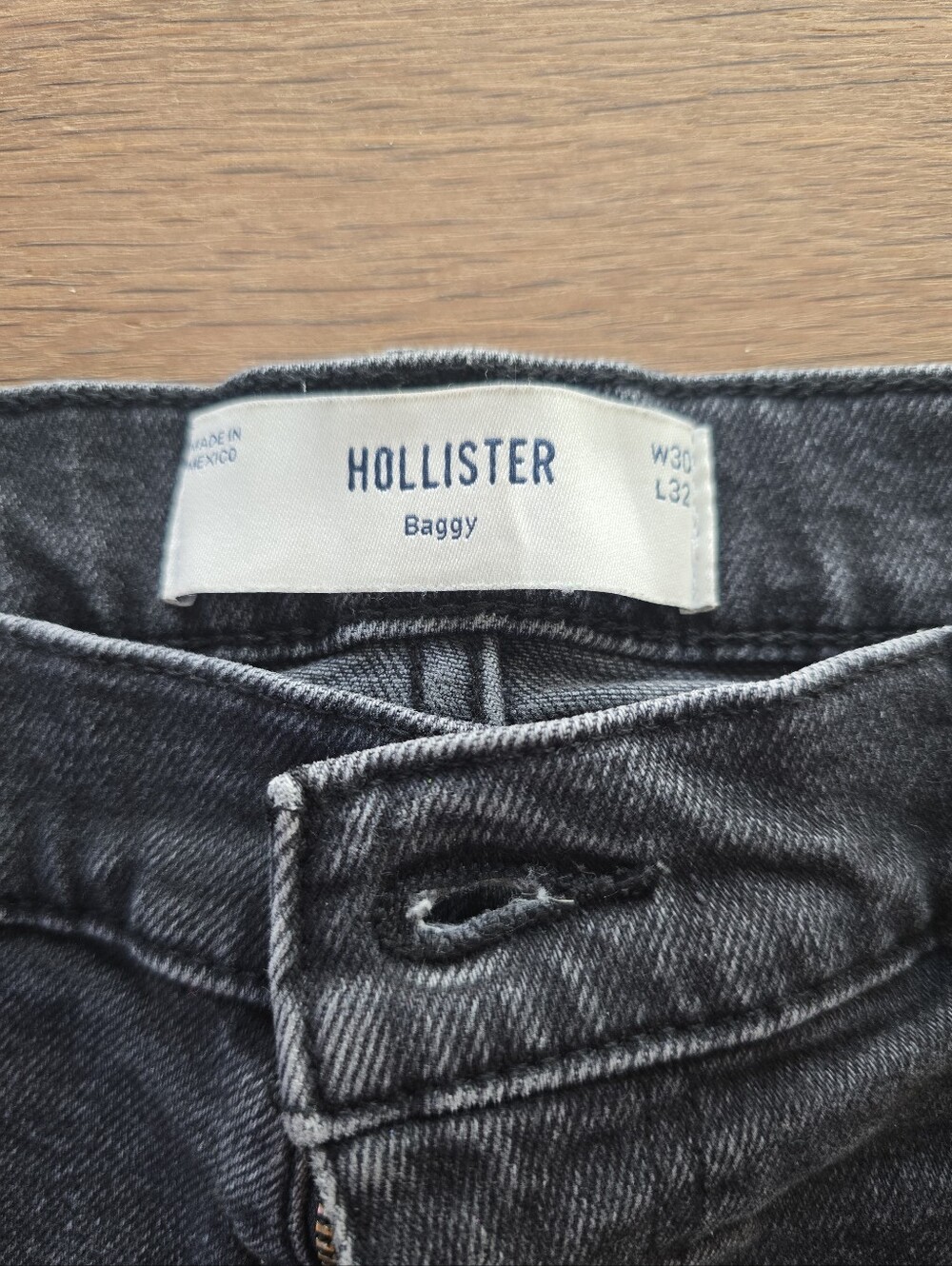 Hollister Baggy Carpenter Jeans Mens 30x32 Black Utility Wide Leg Denim - Picture 5 of 10
